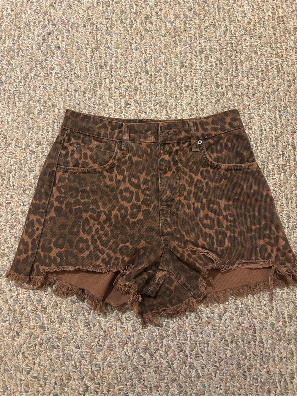 Alexander Wang Brown Leopard-Print Denim Shorts